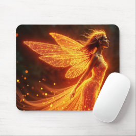 Mousepad Menina fada ardente asas de brilho vermelho mágica