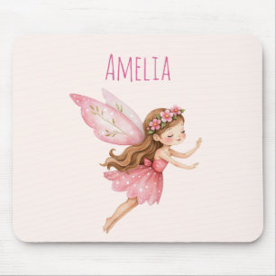 Mousepad Menina Fada Fofo em um Vestido Rosa Caprichoso