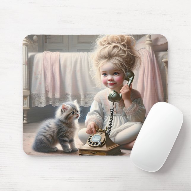 Mousepad Menina Falando Em Um Telefone (Com mouse)