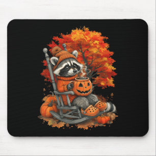 Mousepad Menina Feral Guaxinim de Outono Abóbora de Hallowe