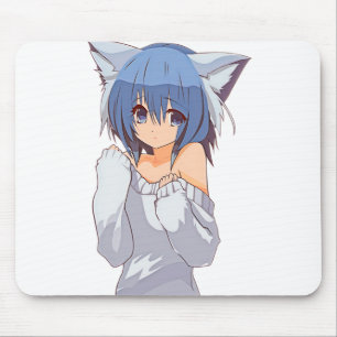 Mousepad Menina Gato Kawaii Cute Waifu