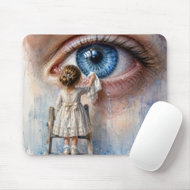 Mousepad Menina Limpando uma Lágrima (Com mouse)