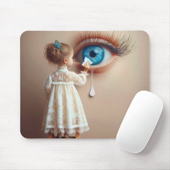 Mousepad Menina Limpando uma lágrima (Com mouse)