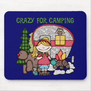 Mousepad Menina loura louca para acampar