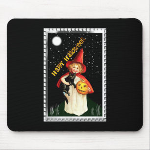 Mousepad Menina Nostálgica, Abóbora e Gato