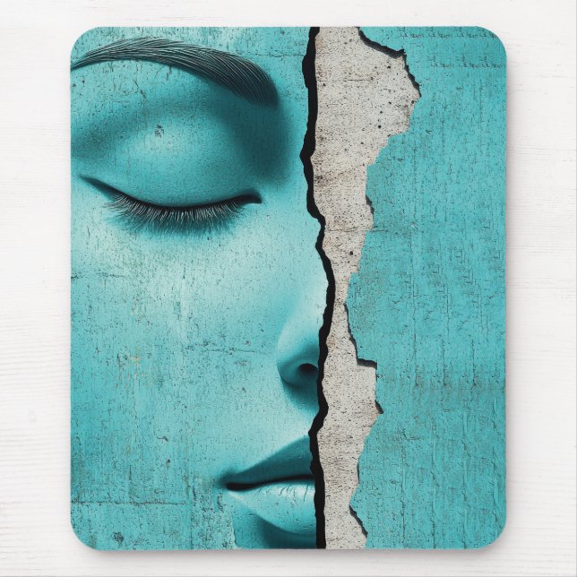 Mousepad Menina Oculta Atrás de uma Parede de Menta Rachada (Frente)