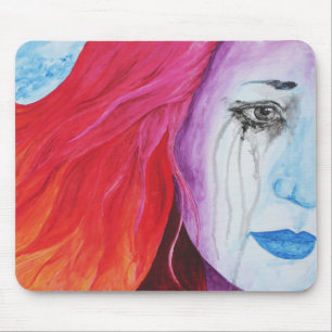 Mousepad Menina Perdendo a Cor Chorando Emoção Surrealista