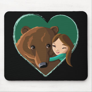 Mousepad Menina que abraça o urso