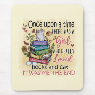 Mousepad Menina que ama Livros e Gatos