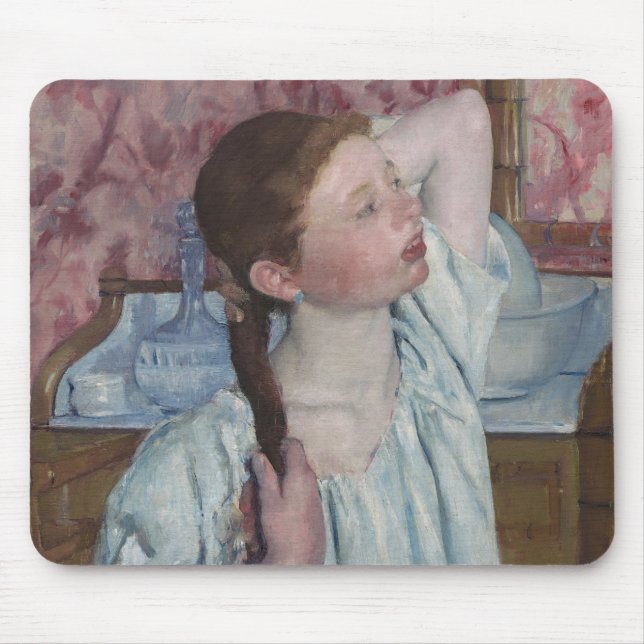 Mousepad Menina que arranja seu cabelo, 1886 (óleo em (Frente)