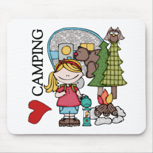 Mousepad Menina que do cabelo louro eu amo acampar