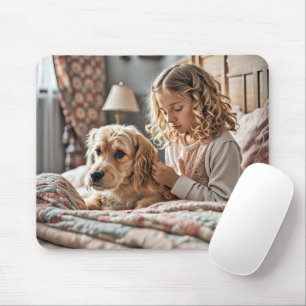 Mousepad Menina Rezando Com Cachorro