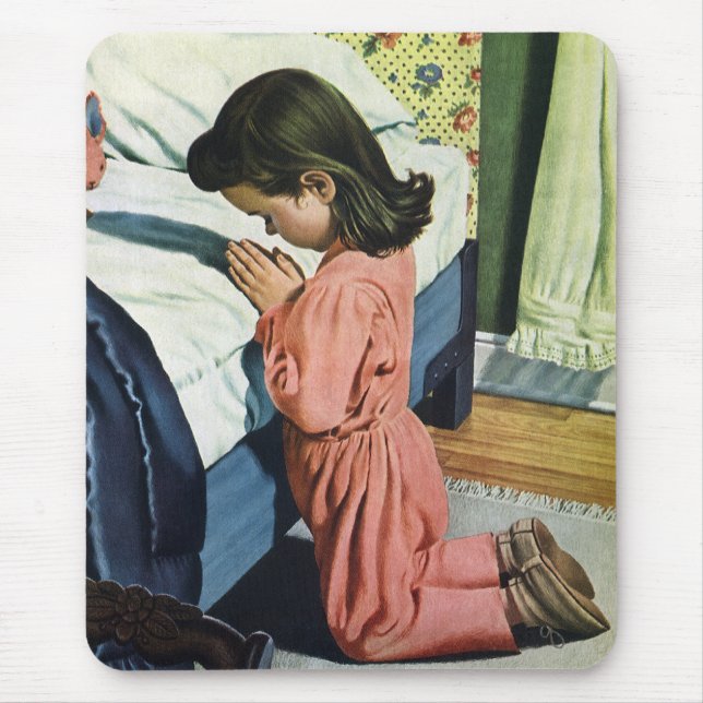 Mousepad Menina rezando na hora de dormir, a oração do Senh (Frente)