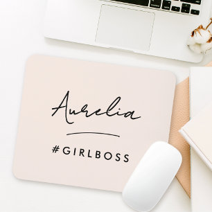 Mousepad Menina Rosa Moderna Nome do Script do Chefe Melhor