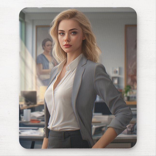 Mousepad Menina rosa rosa moderna melhor presente para garo (Frente)