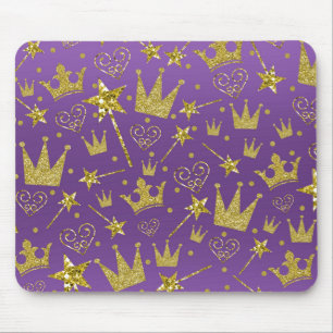 Mousepad Meninas Brilho Roxo e Dourado Princesas Meninas Di