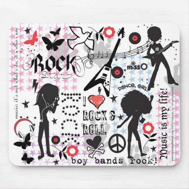Mousepad Meninas da rocha & do rolo (Frente)
