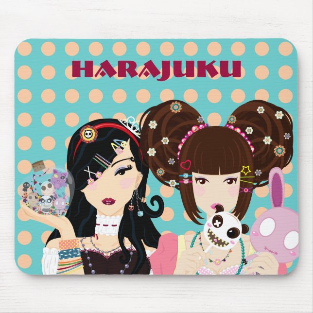 Mousepad Meninas de Harajuku nas bolinhas (Frente)