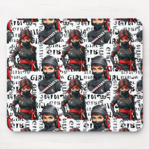 Mousepad Meninas Ninja Anime Com Design De Padrão De Texto