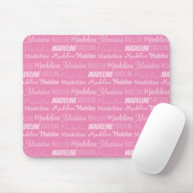 Mousepad Meninas Rosa bonito Nome Colagem de Fontes Adolesc (Com mouse)