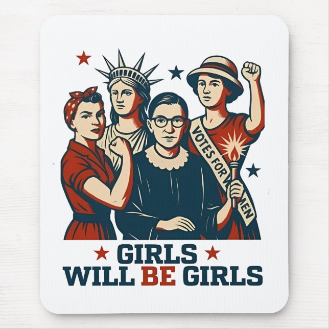 Mousepad Meninas Serão Feministas Mulheres Empoderadas (Frente)