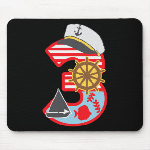 Mousepad Menino de 3 anos faz aniversário Barquinho náutico