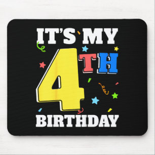 Mousepad menino de 4 anos de aniversário menina de 4 anos f