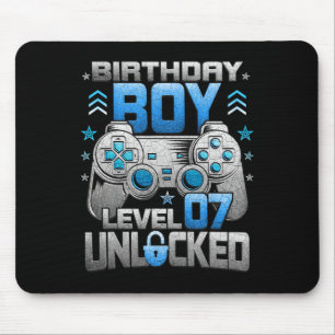 Mousepad Menino de Aniversário Nível 7 Desbloqueado Festa d