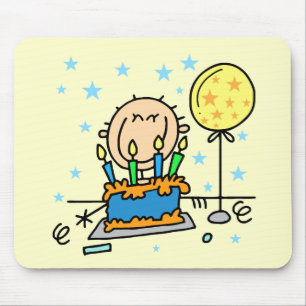 Mousepad Menino de Palito Com Presentes de Bolo de Aniversá