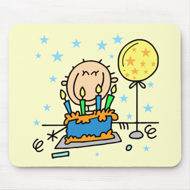Mousepad Menino de Palito Com Presentes de Bolo de Aniversá (Frente)