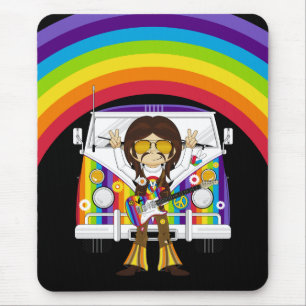 Mousepad Menino do Hippie com guitarra & campista Van