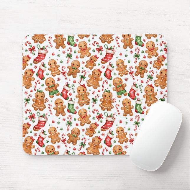 Mousepad Menino e Menina de Biscoito de Gengibre do Natal (Com mouse)