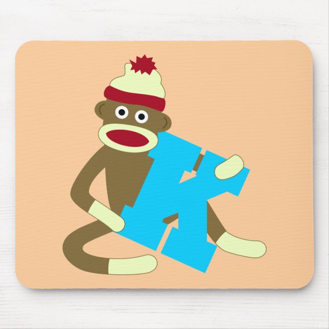 Mousepad Menino K do monograma do macaco da peúga (Frente)