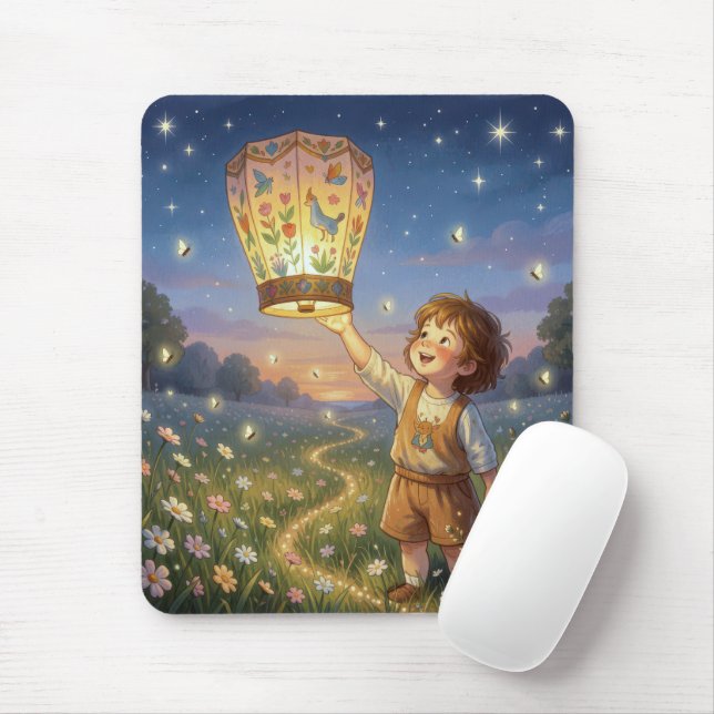 Mousepad Menino soltando um Lanternim Chinês (Com mouse)
