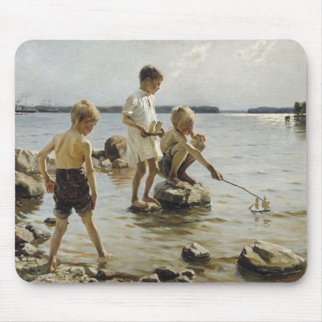Mousepad Meninos tocando na praia (por Albert Edelsense) (Frente)