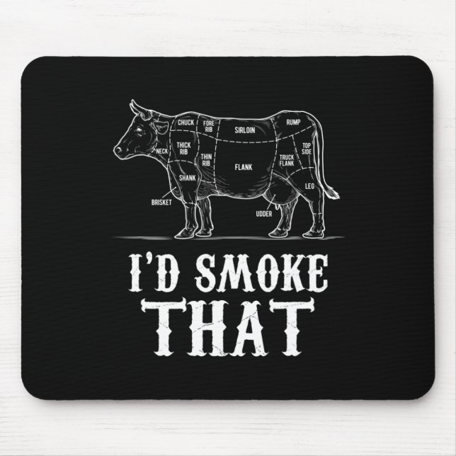 Mousepad Mens Eu Fumaria Aquele Churrasco De Vaca Grillmast (Frente)