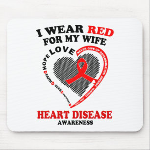 Mousepad Mens Eu Visto Vermelho Para Minha Mulher Doença Ca