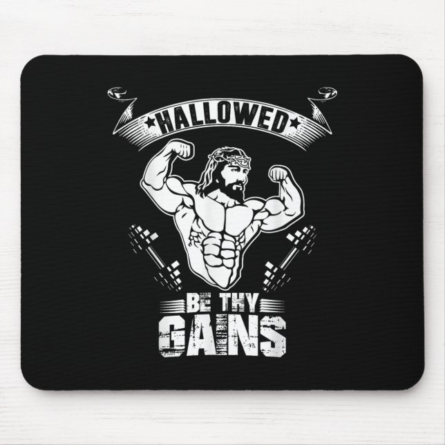 Mousepad Mens Jesus Bodybuilding T Shirt - Funny Jesus Weig (Frente)