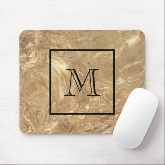 Mousepad Mens Monogramed Creme Marble