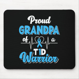 Mousepad Mens Orgulhosos Vovô De Um Diabo Do Guerreiro T1d