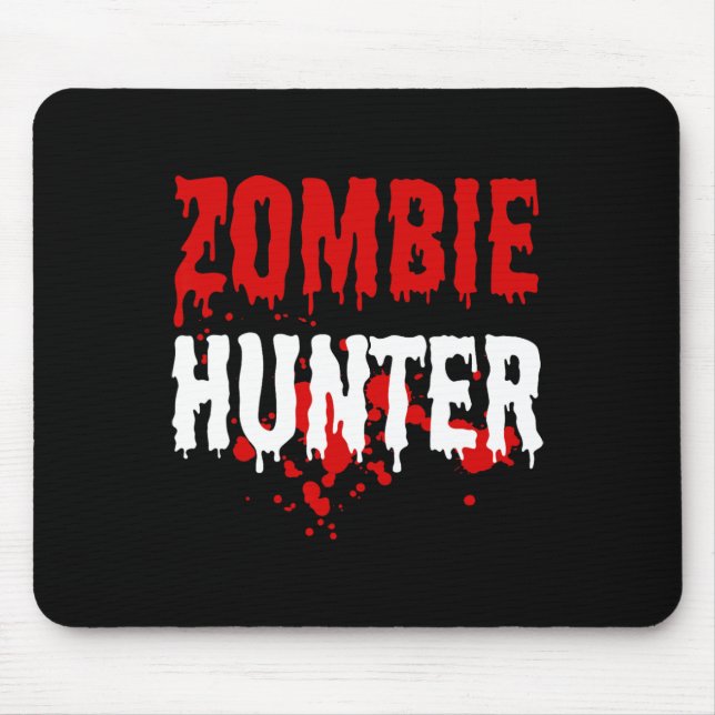Mousepad Mens Zombie Hunter Scary Halloween (Frente)