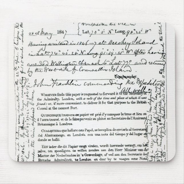 Mousepad Mensagem de John Franklin (Frente)