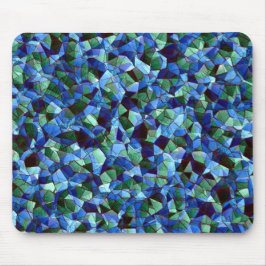Mousepad Mensagem de mosaico irregular verde e azul sobrepo