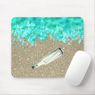 Mousepad Mensagem de praia em um oceano e areia