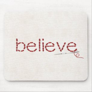 Mousepad mensagem de texto BELIEVE com ponto vermelho com a
