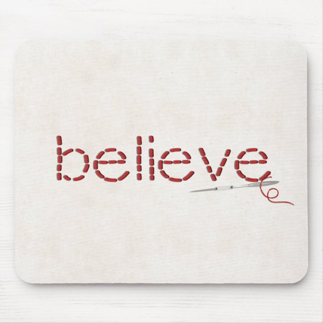 Mousepad mensagem de texto BELIEVE com pontos vermelhos com (Frente)