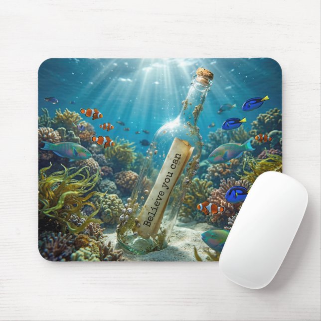 Mousepad Mensagem Inspiradora numa Garrafa (Com mouse)