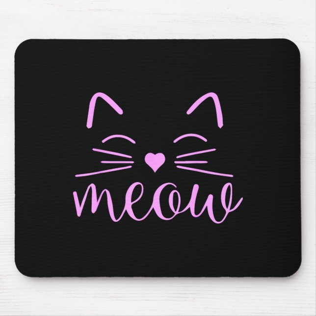 Mousepad Meow Cute Cat Face Funny Quote For Cat Fans  (Frente)