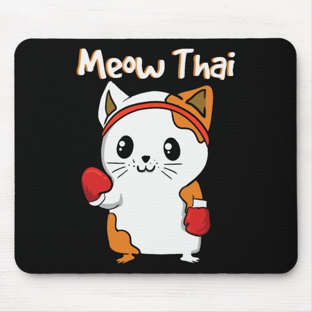 Mousepad Meow Thai Martial Arts Cat Jiu-jitsu Karate Fighte (Frente)