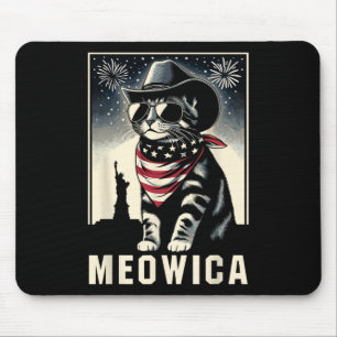 Mousepad Meowica Usa América Cat 4 De Julho Patriótico Engr